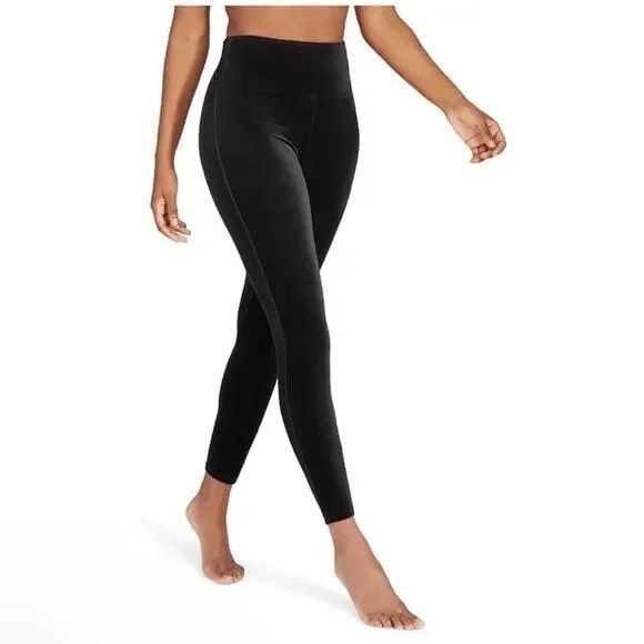 Spanx Womens Black High Rise Shaping Stretch Pull On Velvet Leggings Size Small - Picture 1 of 8